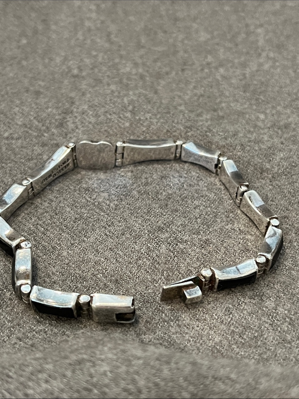 Sterling TAXCO Black Onyx 950 Bracelet - Picture 9 of 12